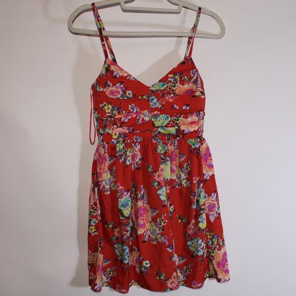 ROXY Red Floral Surfer Mini Sundress Size XS - Picture 1 of 5